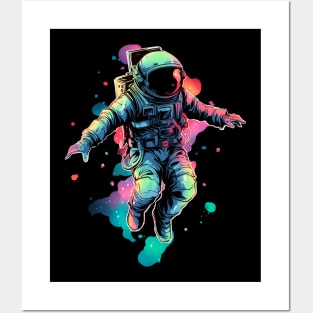 Astronaut Rainbow Galaxy Posters and Art